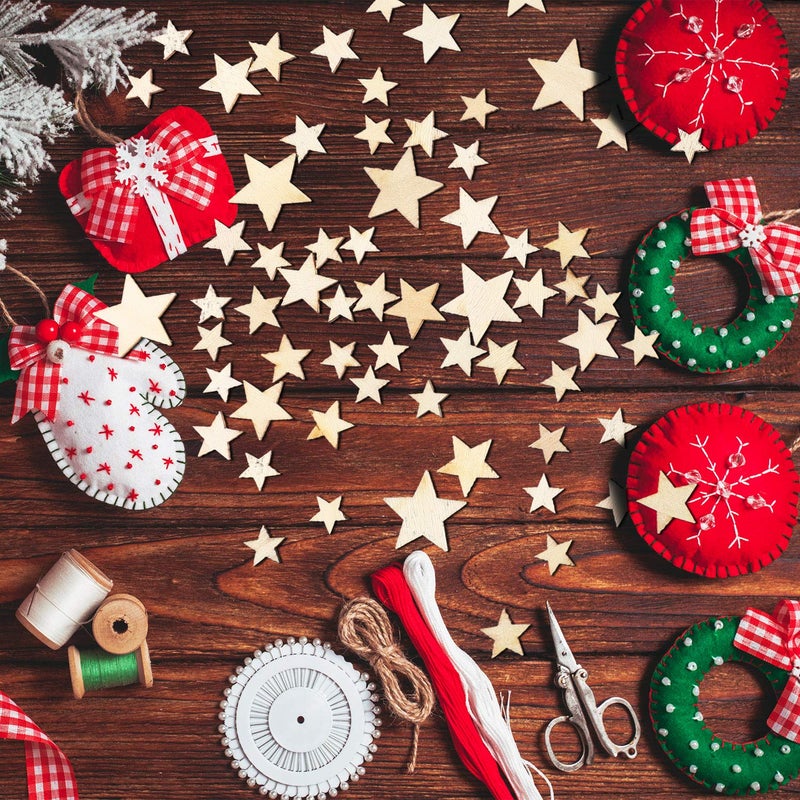 بيبتو مجموعة BBTO من 400 قطعة من النجوم الخشبية الصغيرة للأعمال اليدوية، بأحجام متنوعة، قطع زينة خشبية صغيرة، شرائح، علامات لتزيين حفلات الزفاف وأعياد الميلاد - Image 4